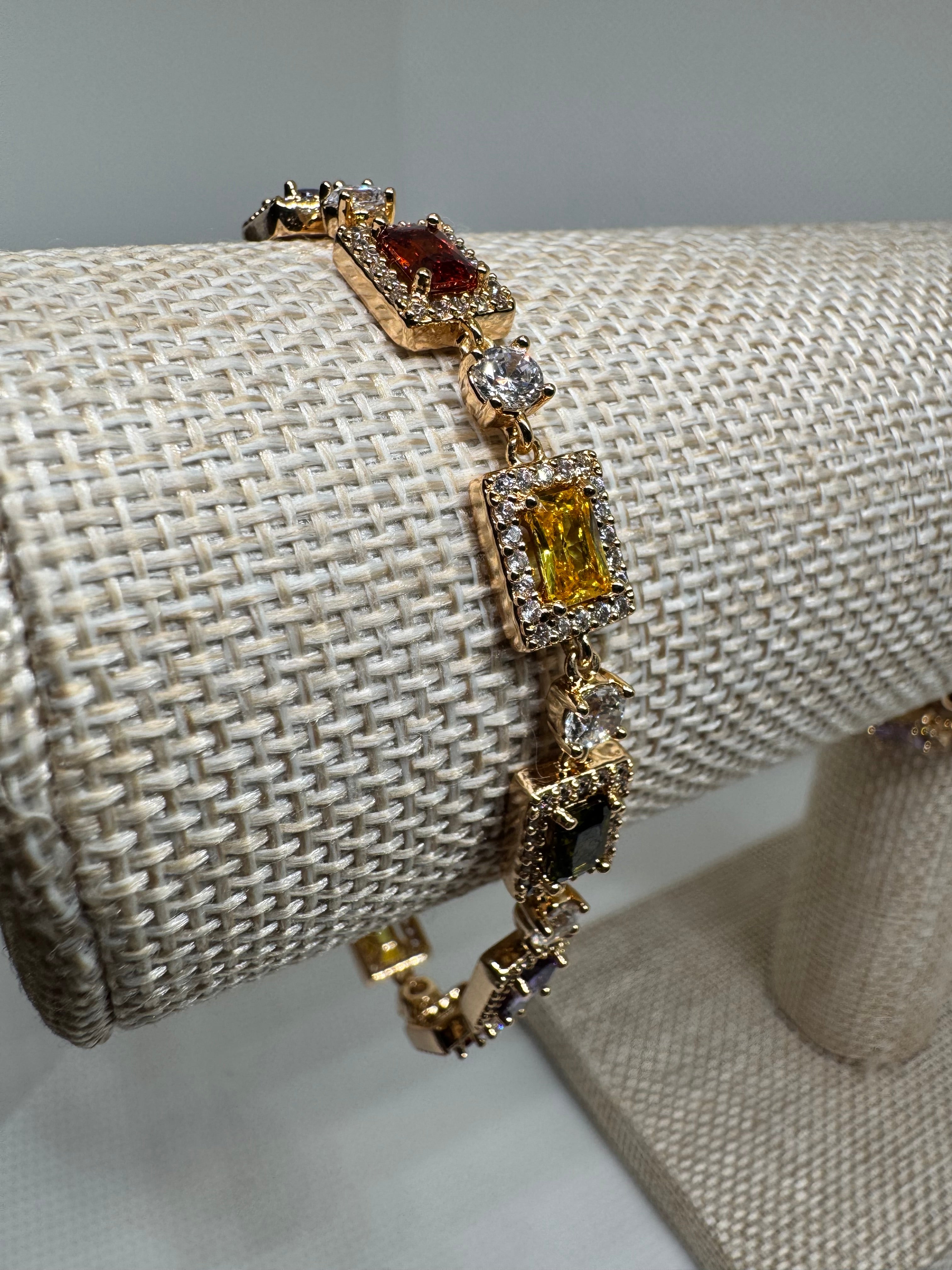 Aurora Square Link Bracelet with Extender – 18K Rose Gold Plated