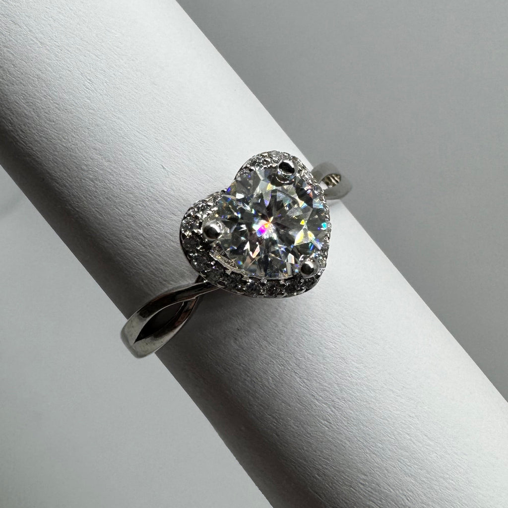 “The Heart Blind “ 1Carat Lab-Grown Moissanite Ring – 18K White Gold Plated