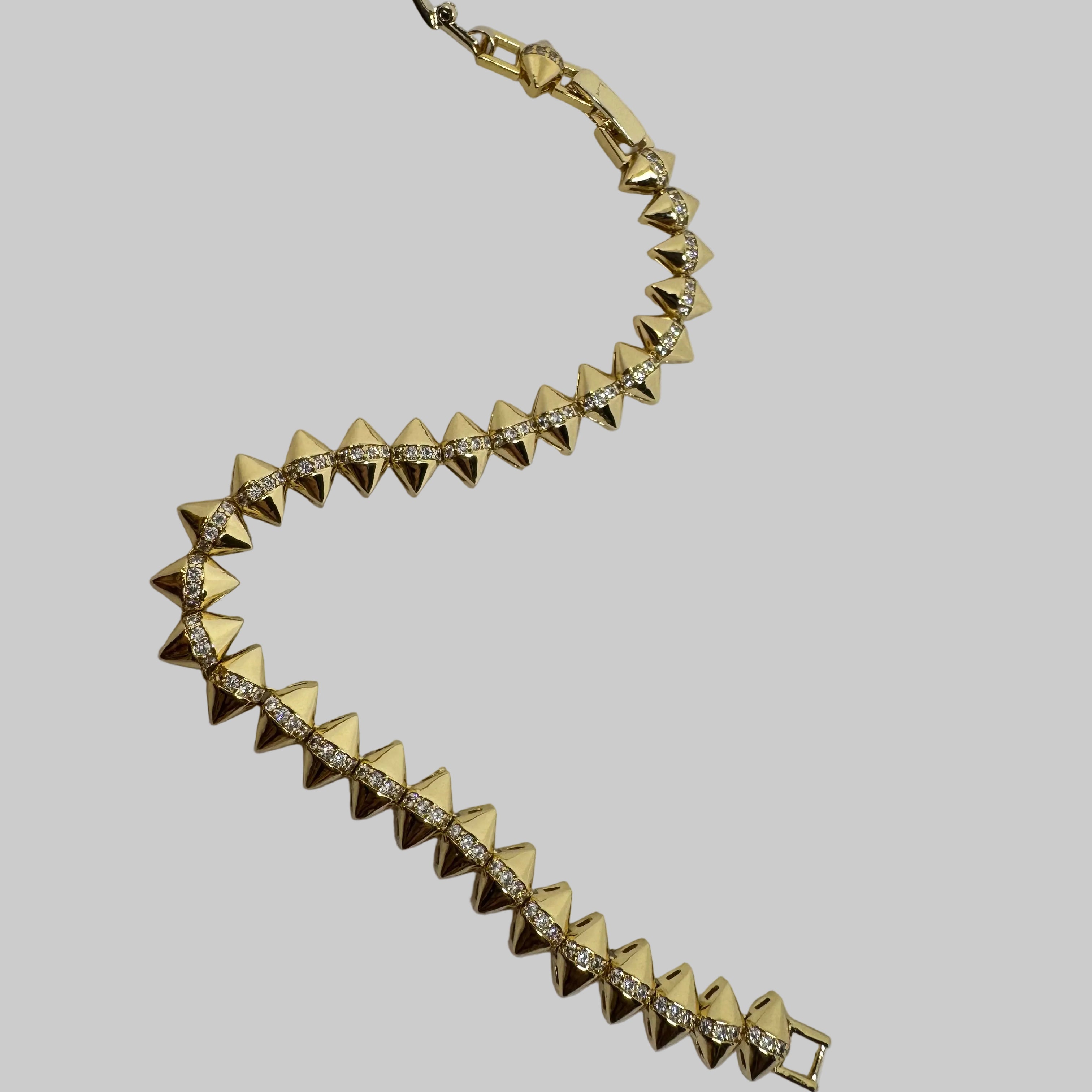 Spike CZ Link Bracelet – 18K Gold Plated