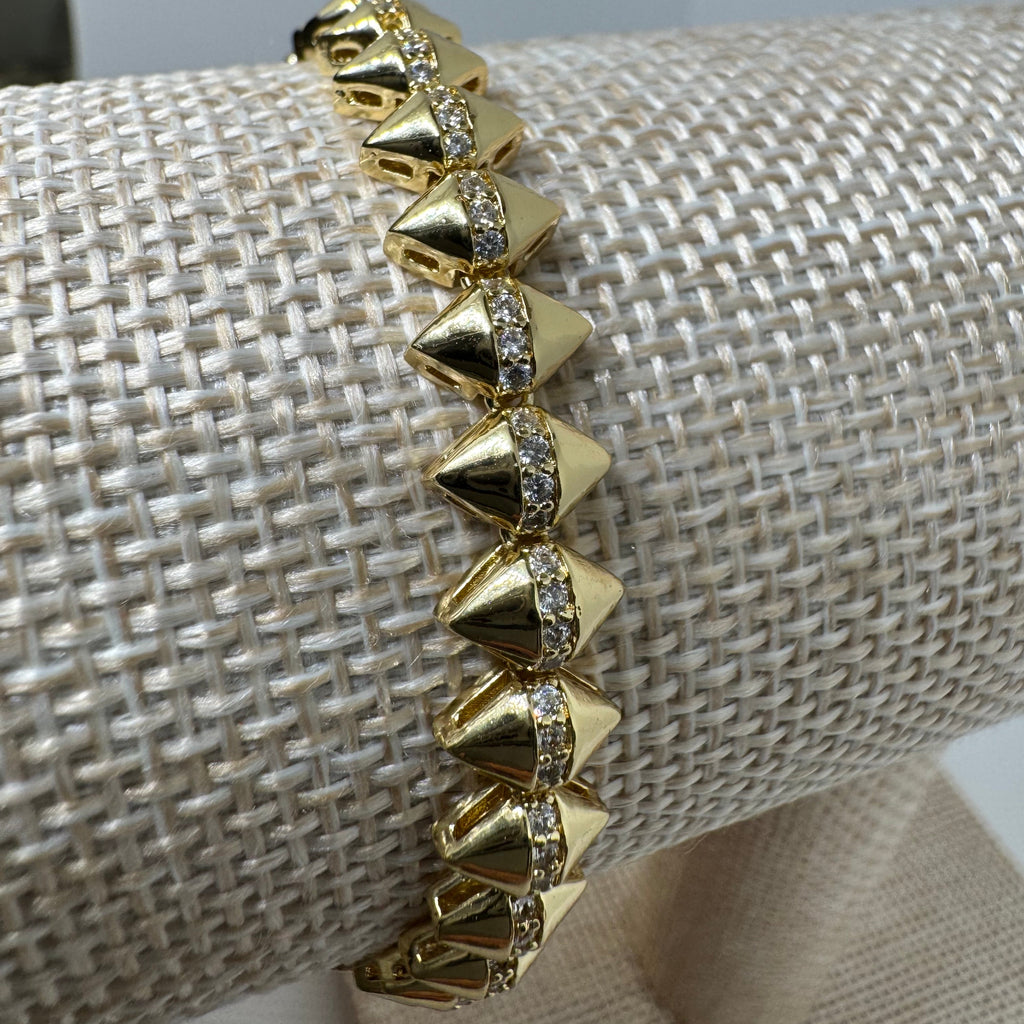 Spike CZ Link Bracelet – 18K Gold Plated