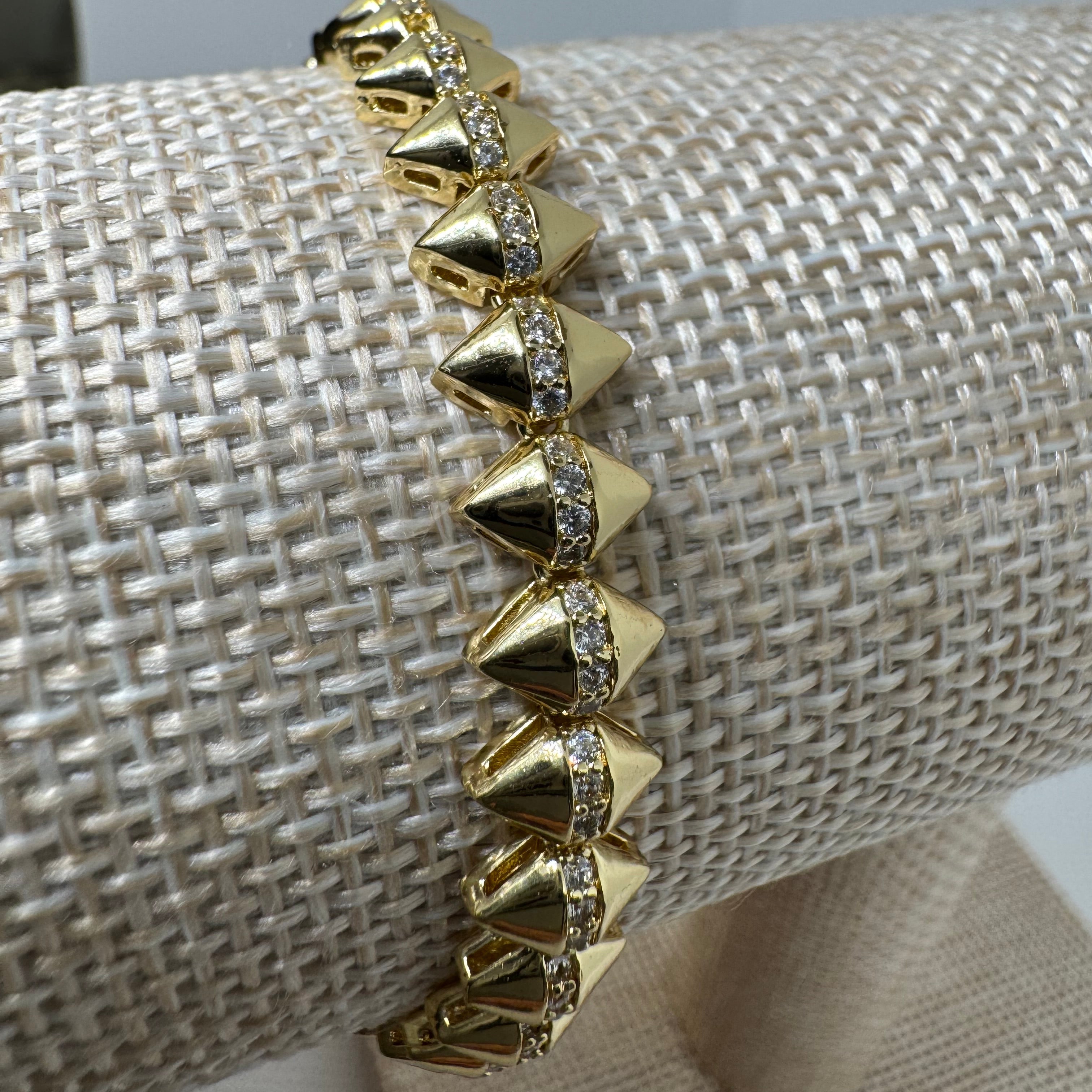 Spike CZ Link Bracelet – 18K Gold Plated