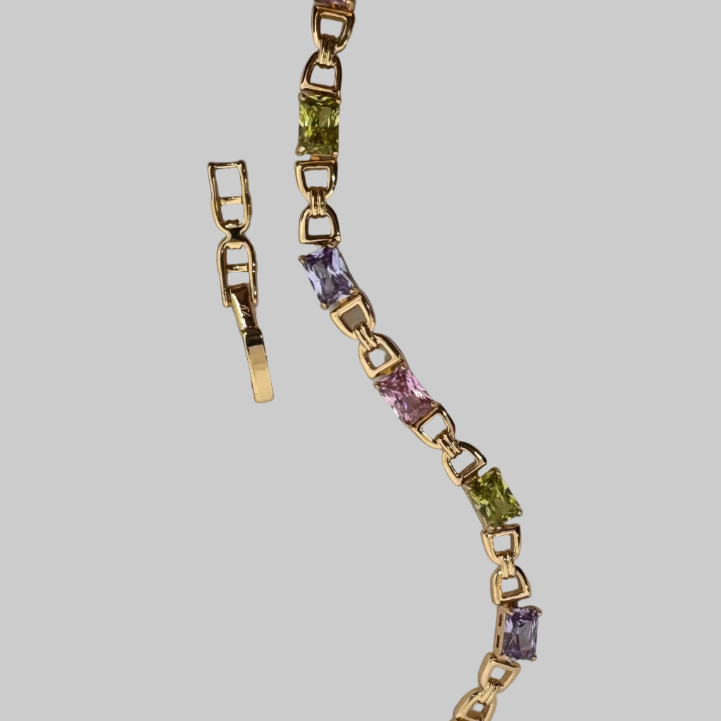 Hada Color Block Link Bracelet with Extender – 18K Gold Plated