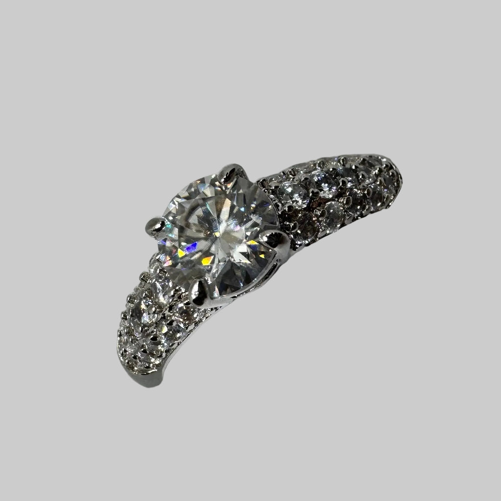 “The Eternity Halo” 1Carat Lab-Grown Moissanite Ring – 18K White Gold Plated