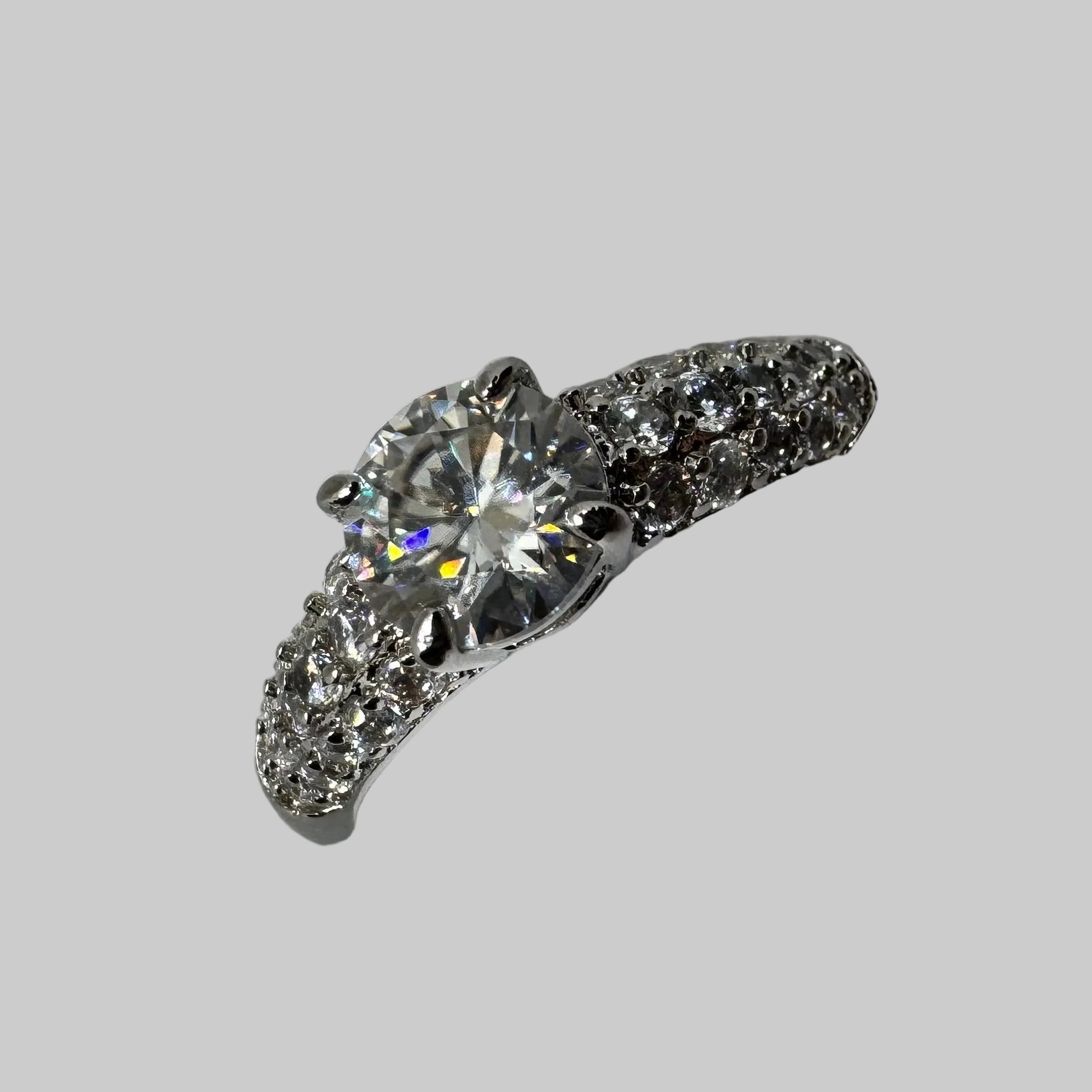 “The Eternity Halo” 1Carat Lab-Grown Moissanite Ring – 18K White Gold Plated