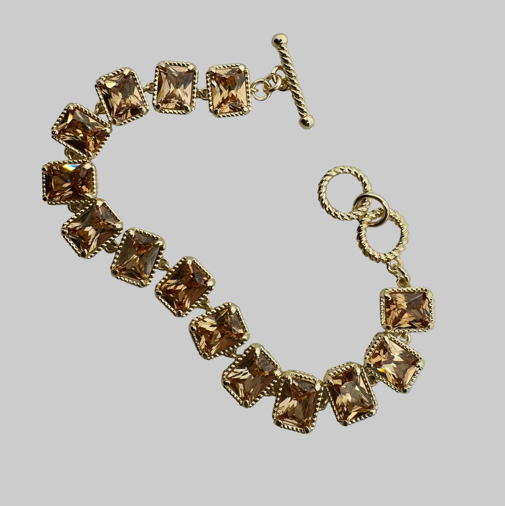 Champagne Block Link Bracelet – 18K Gold Plated