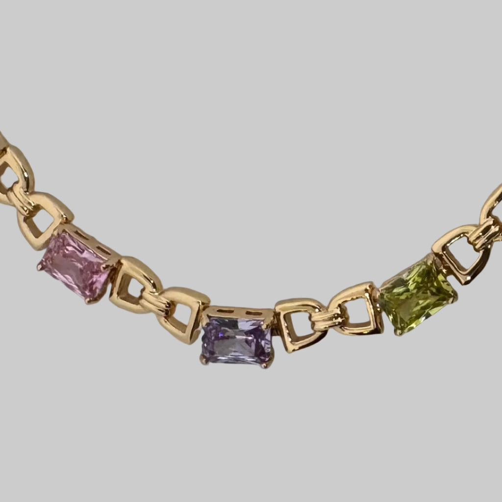 Hada Color Block Link Bracelet with Extender – 18K Gold Plated