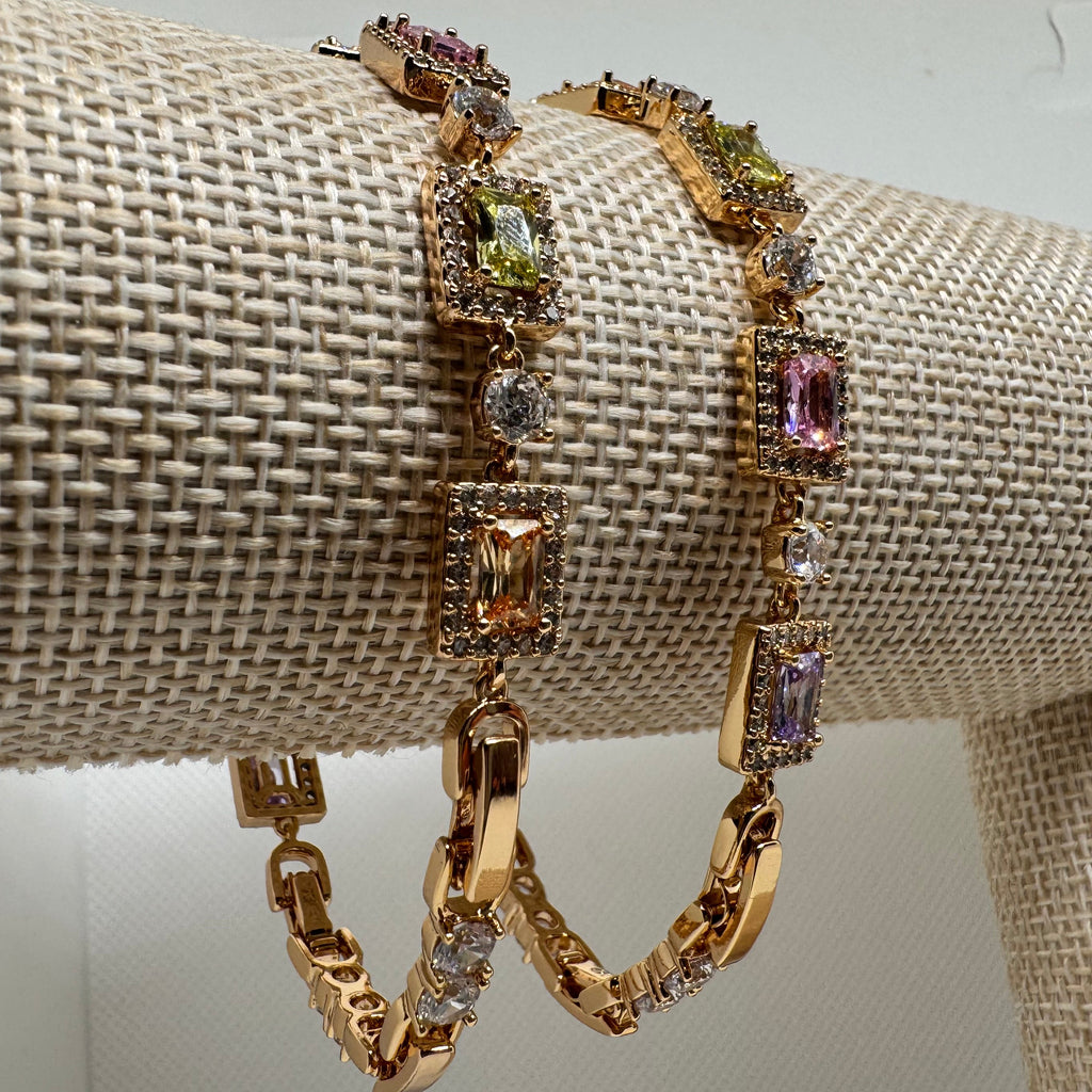 Aurora Square Link Bracelet with Extender – 18K Rose Gold Plated