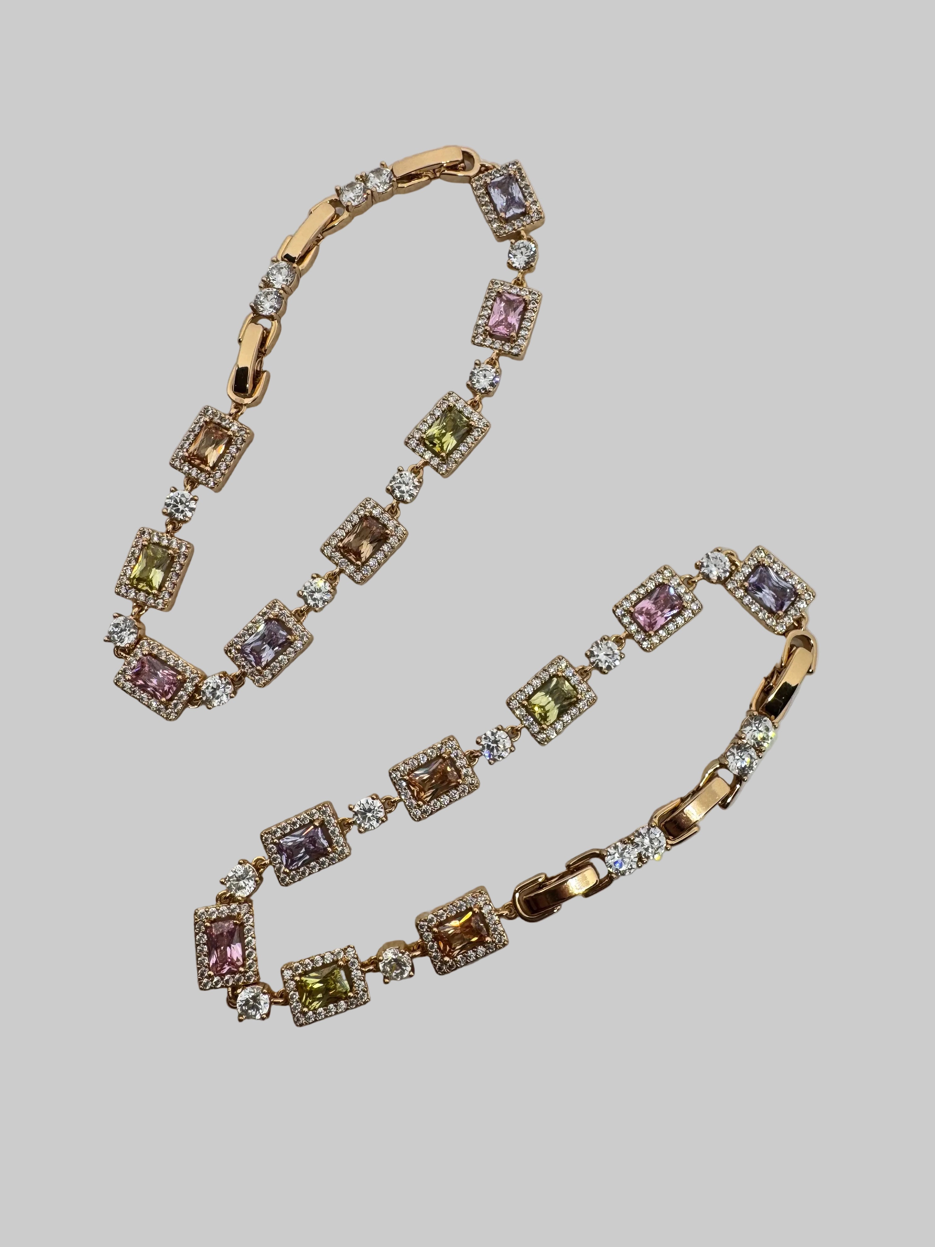 Aurora Square Link Bracelet with Extender – 18K Rose Gold Plated