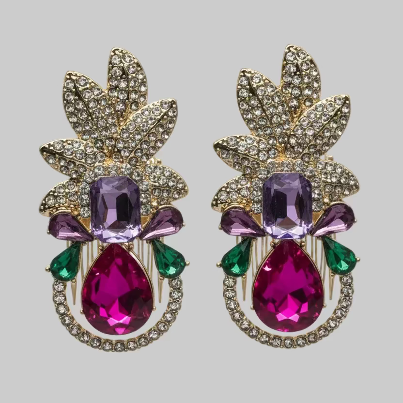 The Gala Choice: "Midnight Garden" Multicolored Crystal Statement Drop Earrings
