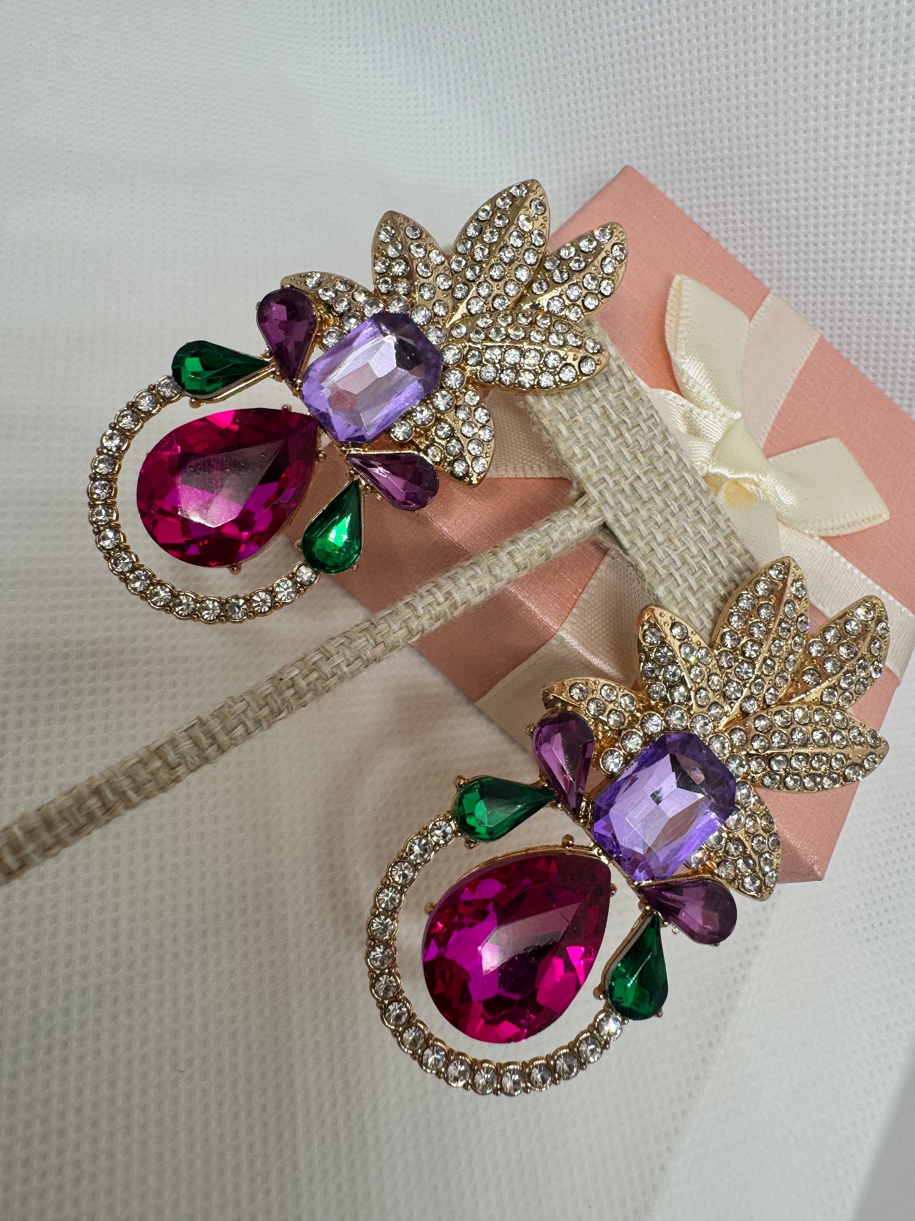 The Gala Choice: "Midnight Garden" Multicolored Crystal Statement Drop Earrings