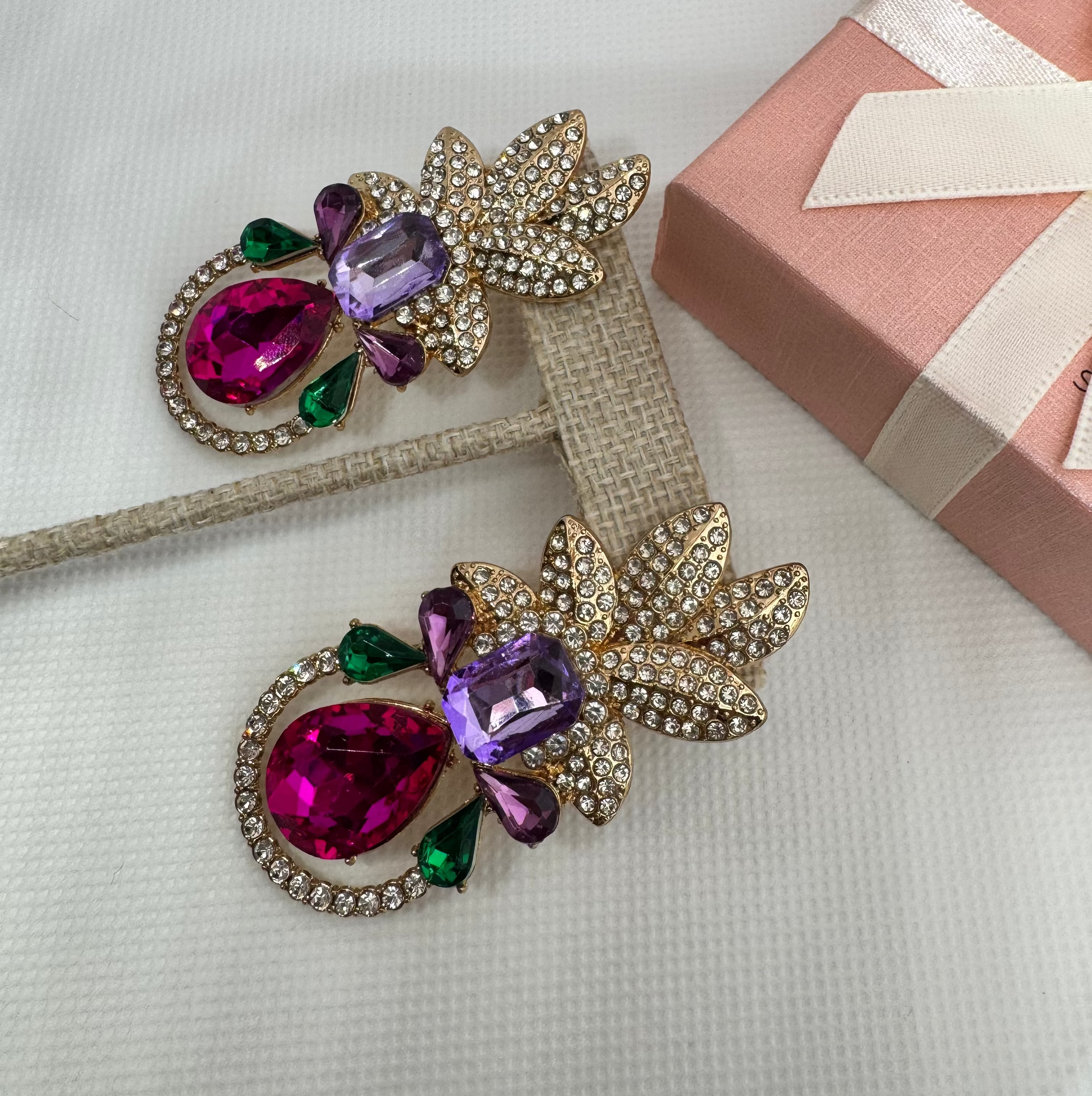 The Gala Choice: "Midnight Garden" Multicolored Crystal Statement Drop Earrings