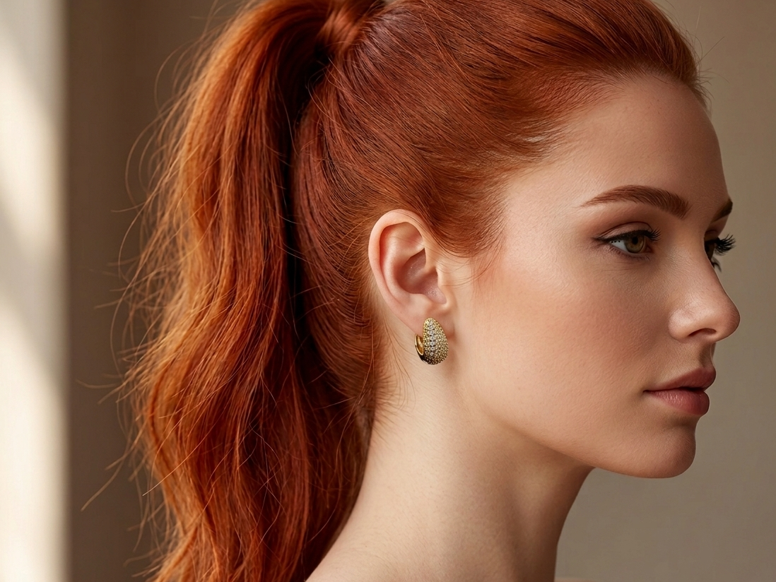 The Modern Choice: Tapered Pavé Crystal Huggie Earrings 18K Gold-plated