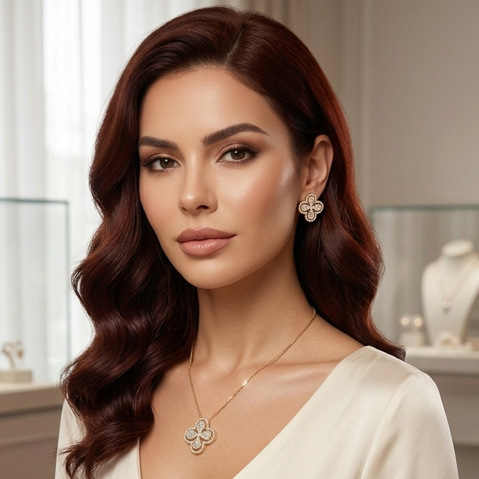 The Aurora Set: Diamond-Style Clover in 18K Gold Plating & Cubic Zirconia